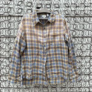 Buckle BKE Ombré Plaid Flannel Shirt blue yellow LARGE